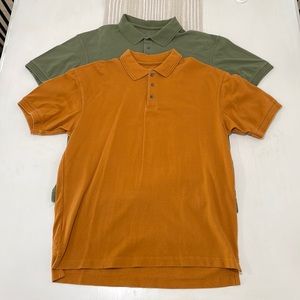 Lot of 2 Red Head rib knit collar polos. Men L. 60/40 cotton/poly Excellent cond